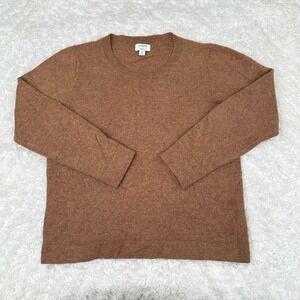 J Crew Women's M Medium Brown Teddie Wool Cotton Blend Sweater F5199 Crew